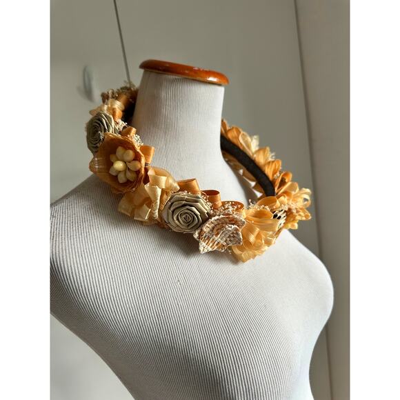 Vintage Floral Crown Bohemian Hippie wedding Wicker Neutral Natural Earthy Beach - Picture 7 of 8